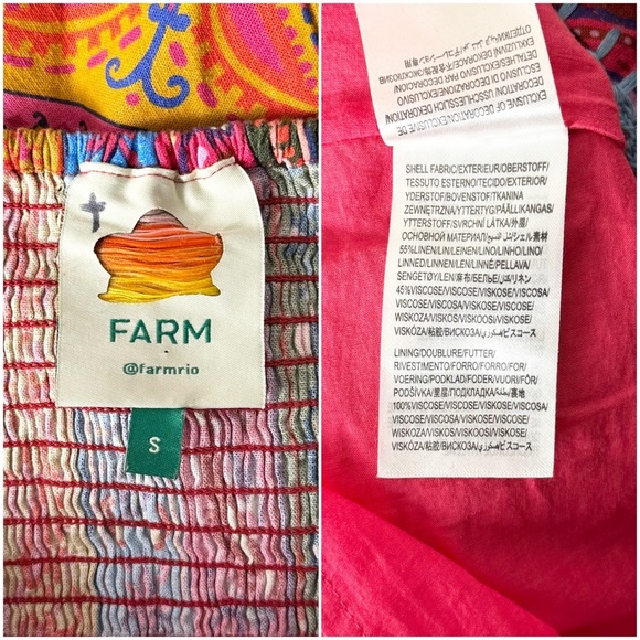 FARM RIO Linen Floral Paisley Patchwork Scarf Print Sleeveless Sheath Dress S - Picture 7 of 8